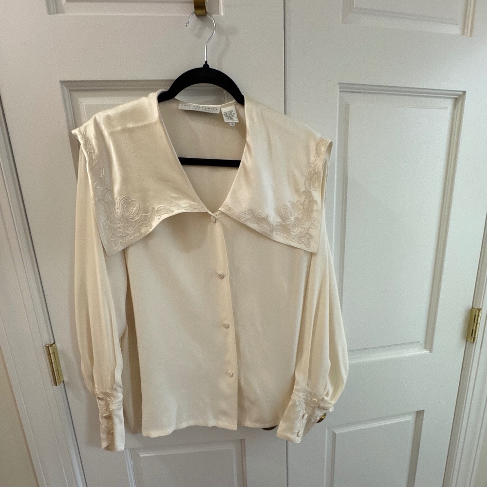 Vintage Paul Alexander cream silk blouse 10